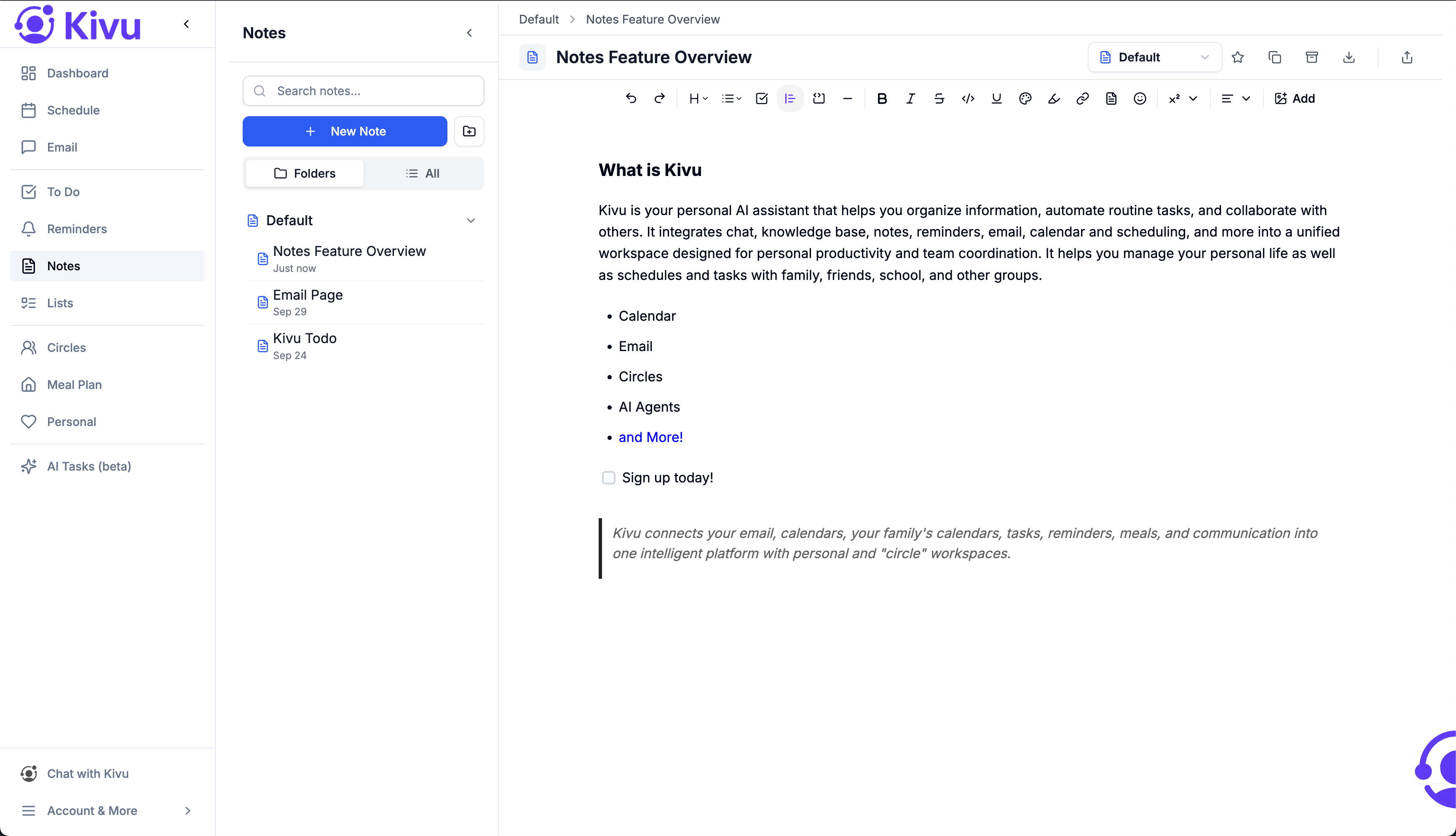 Notes with AI-powered search
